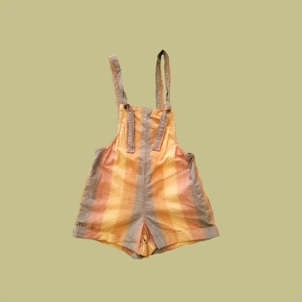 Unisex O'Neill Earthtone Striped Adjustable Pinafore Romper XS 5/6Y
